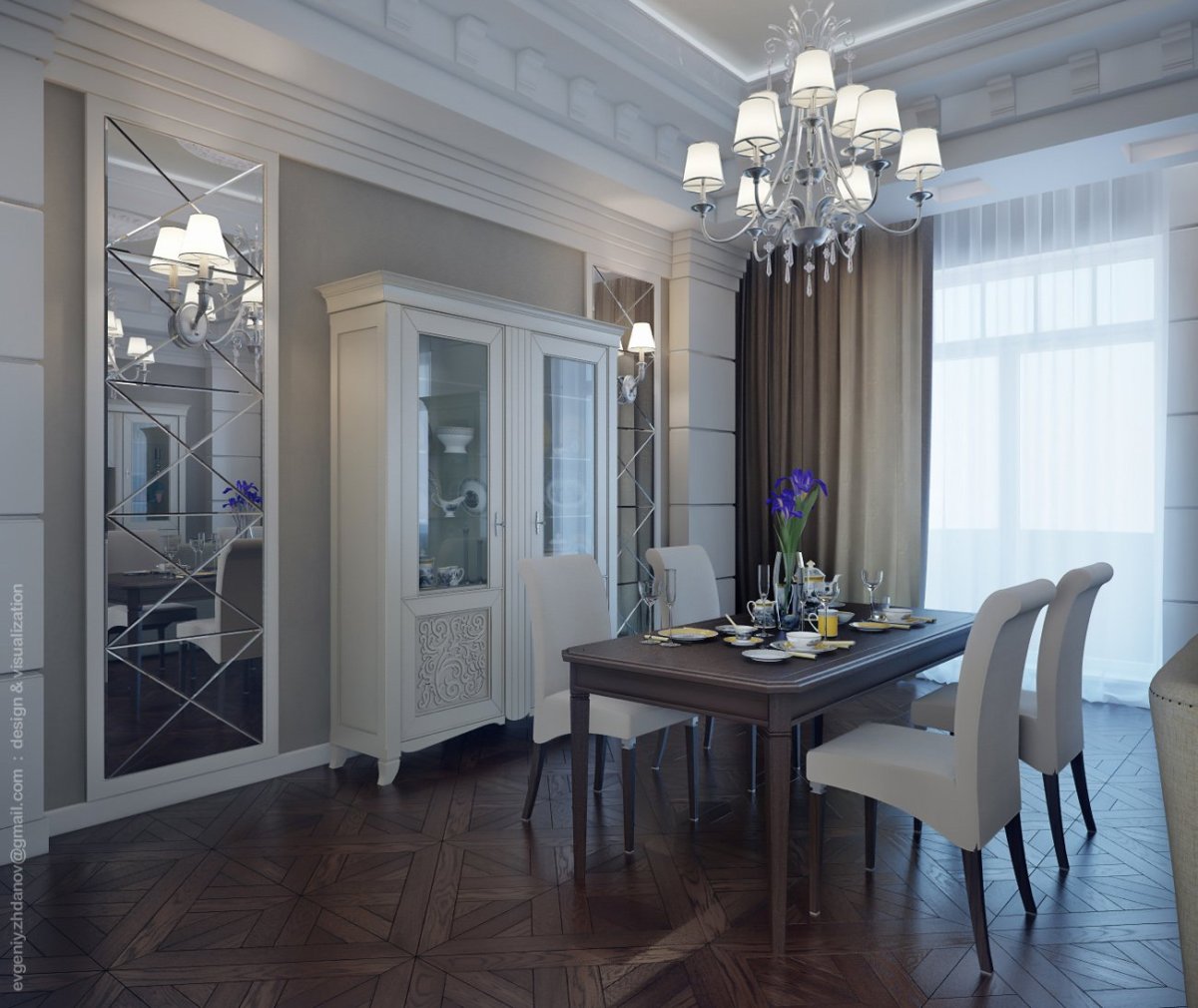 Гостиная столовая Неоклассика