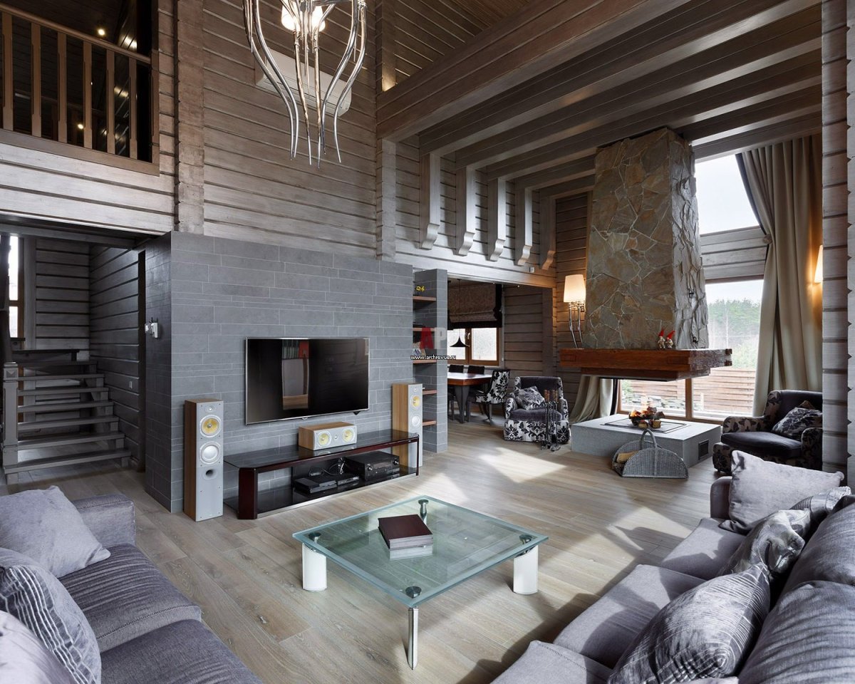 Интерьер в стиле Шале в доме из клееного бруса