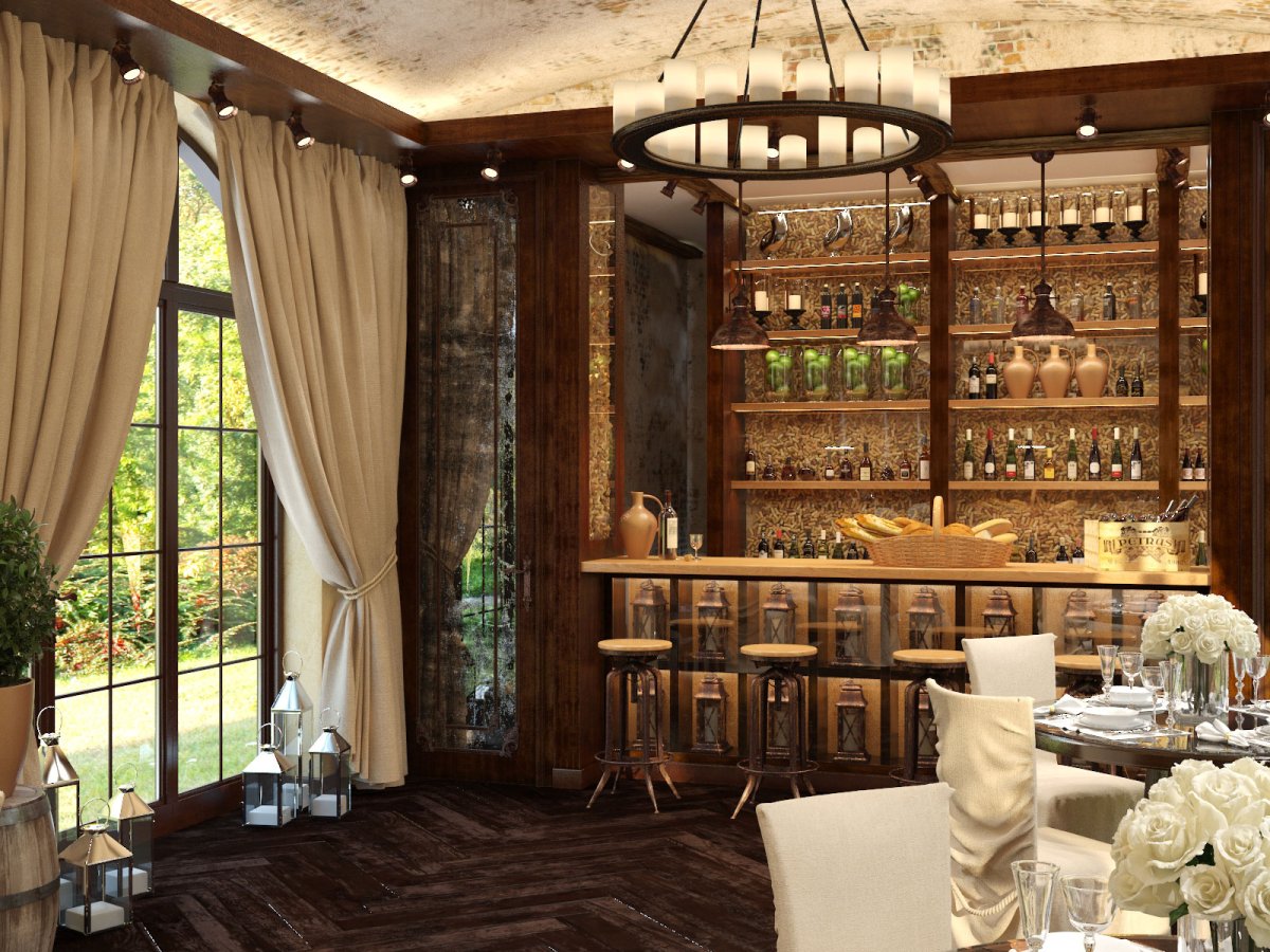 Интерьер кафе в стиле Кантри