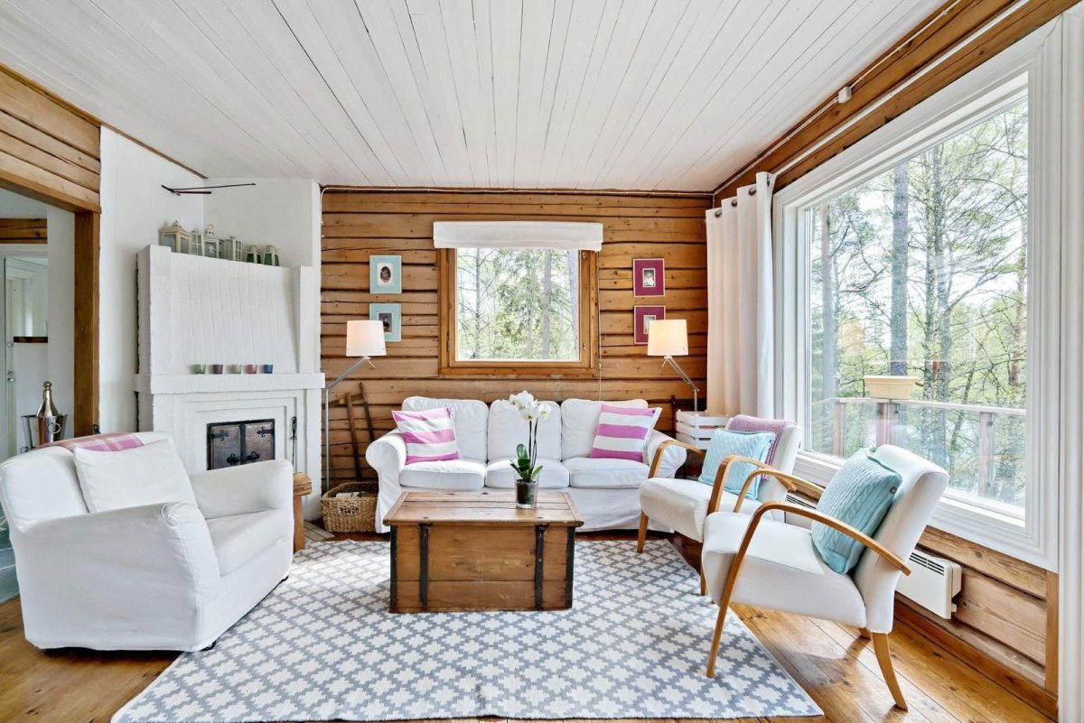 Гостиная Прованс в деревянном доме