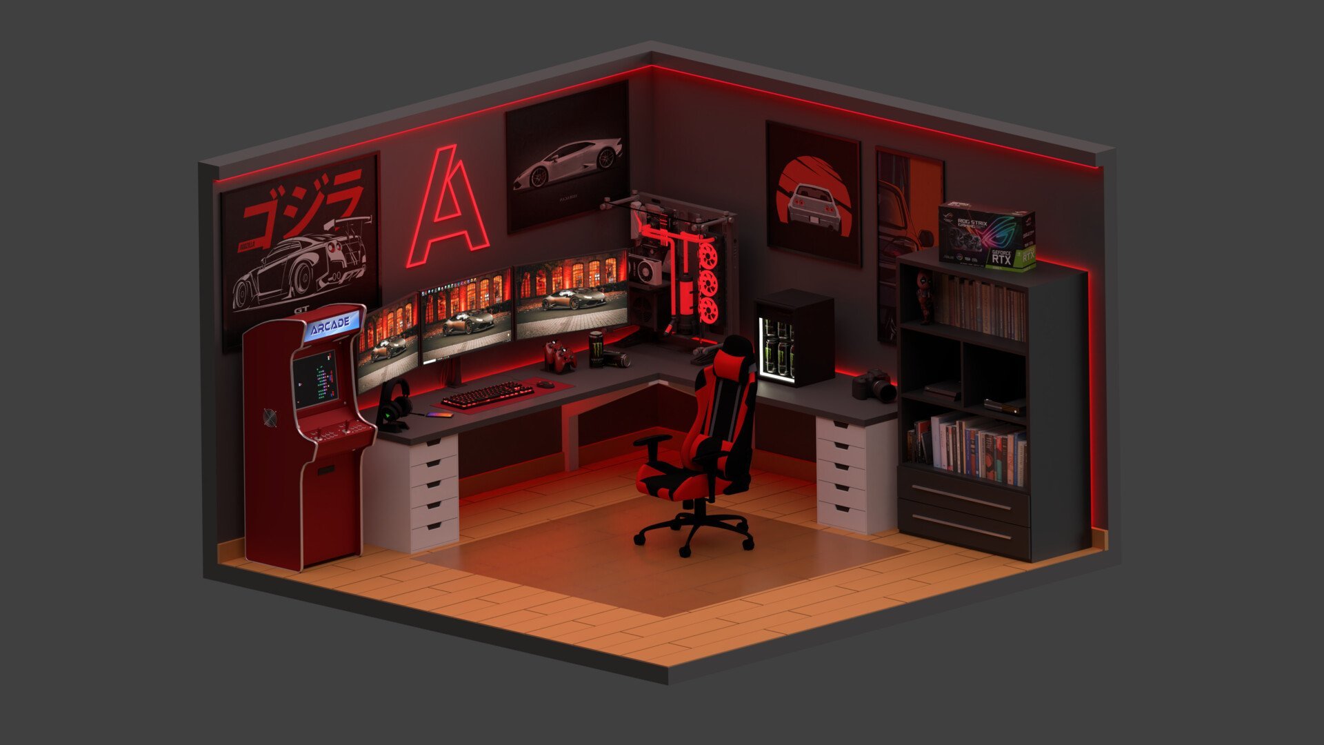 3d isometric Room гейминг