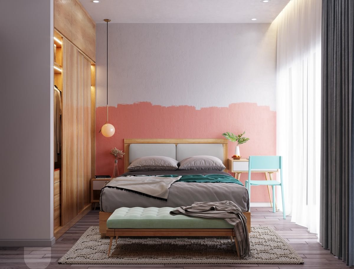 Дизайн стен под покраску в спальне