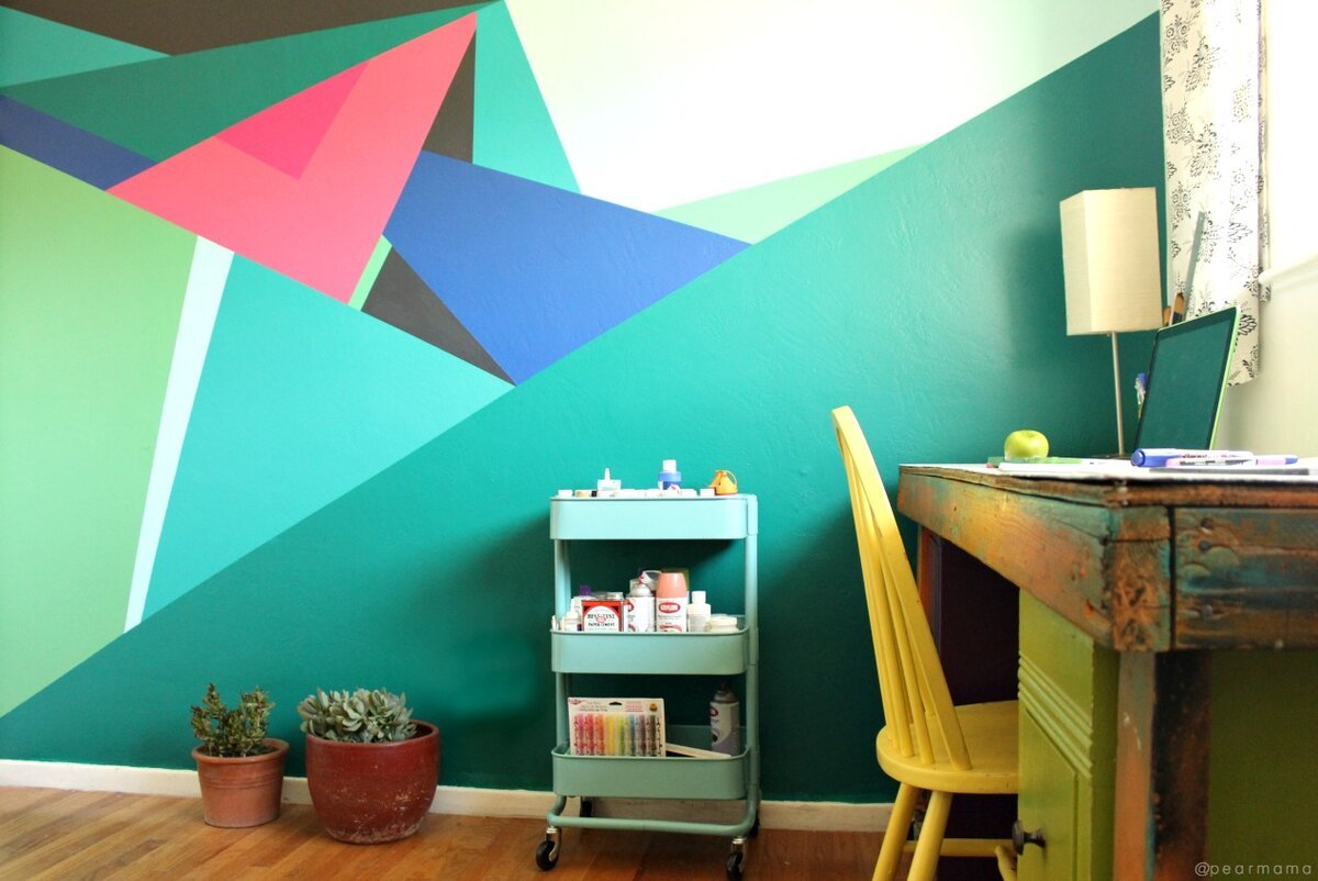 Покраска стен в стиле геометрия