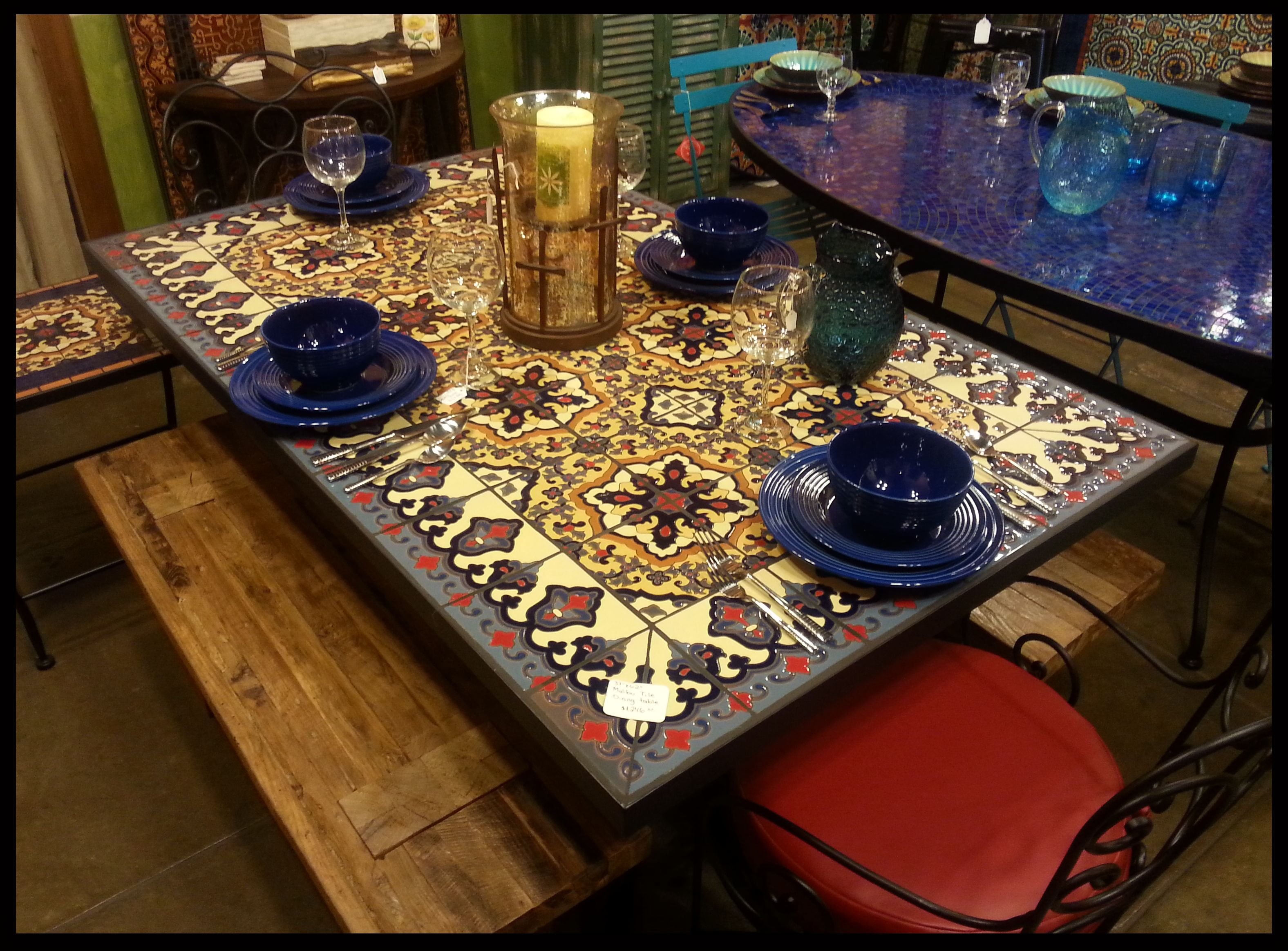 Стол обеденный с мозаикой