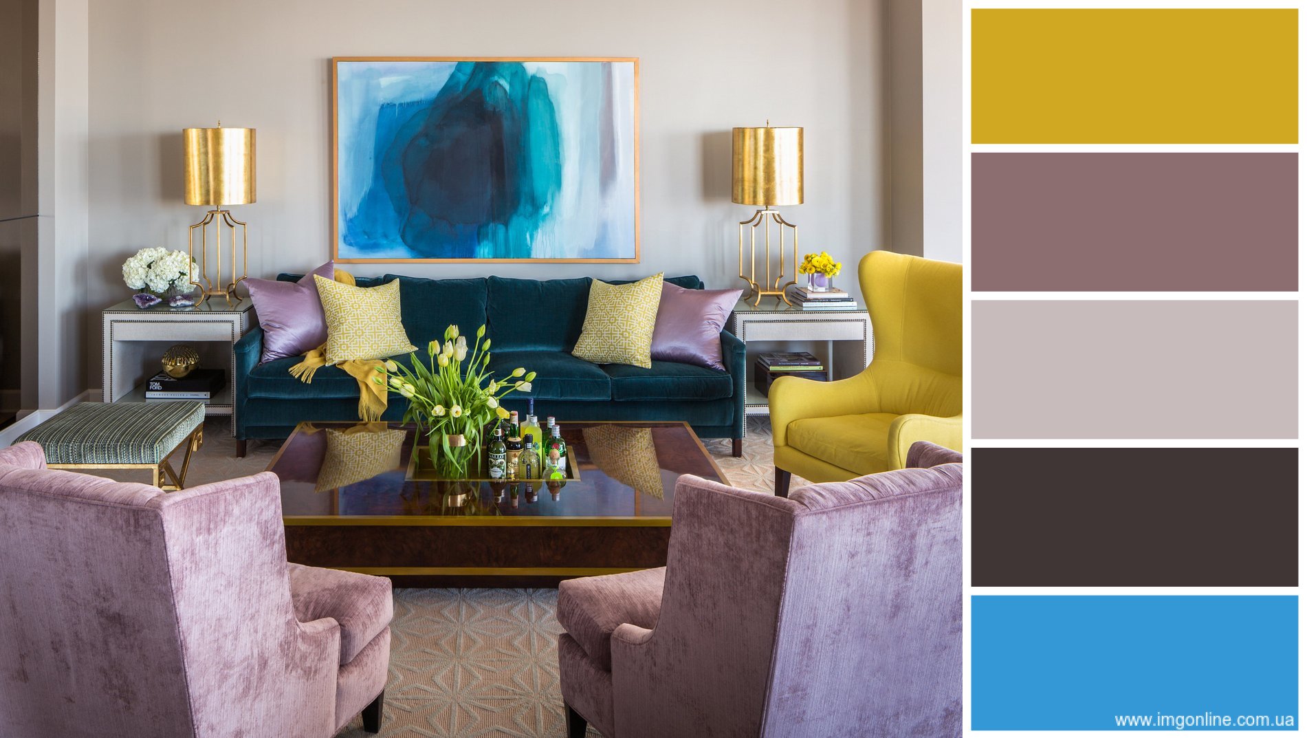 Цветовые сочетания в интерьере гостиной - 67 фото