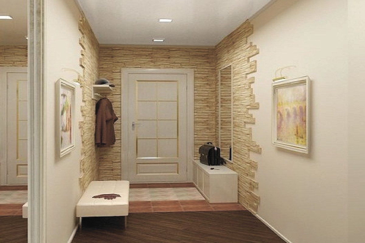 интерьеры прихожих в квартире с декоративным кирпичом