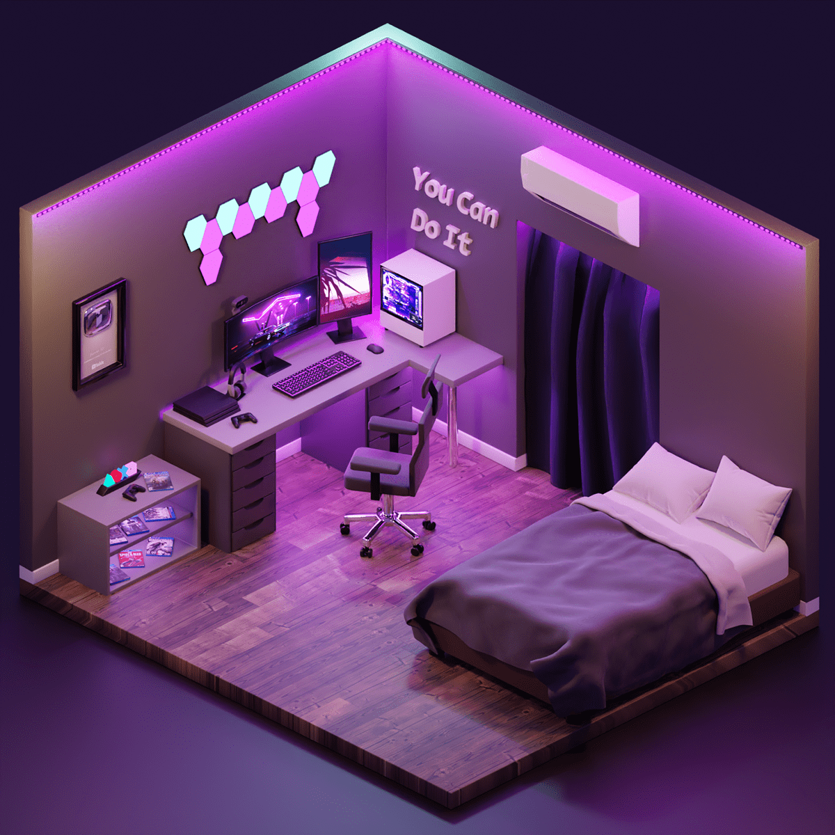 3d isometric Room гейминг