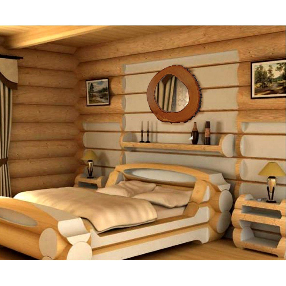 Деревянная кровать из бревен (65 фото)
