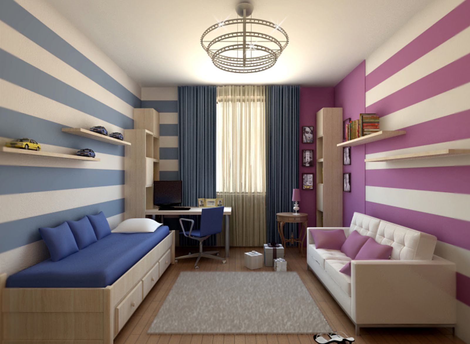 Дизайн комнаты для двух разнополых подростков - 75 фото