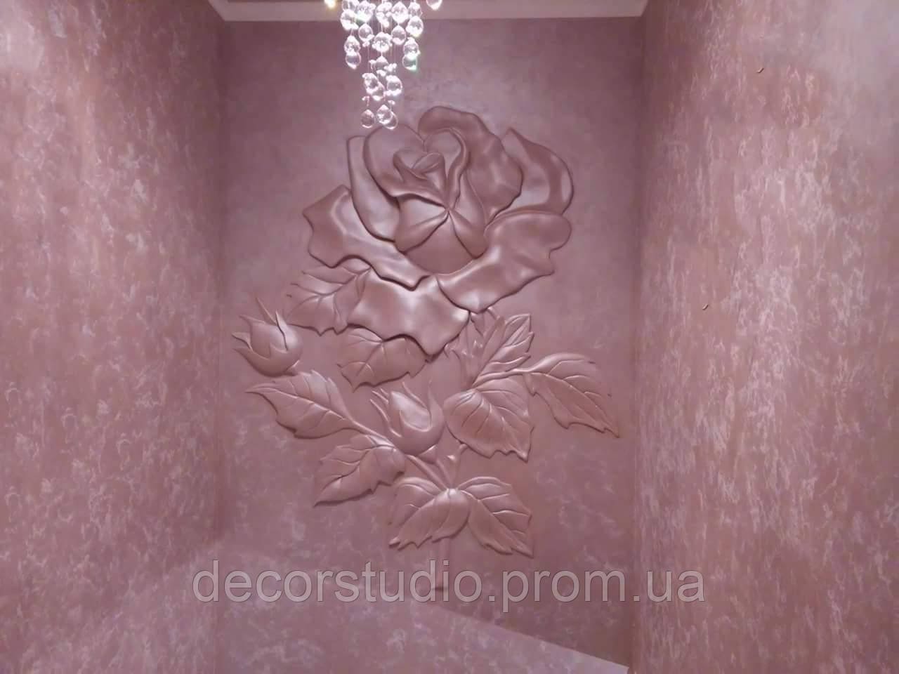 Панно: 3д розы из декоративной штукатурки