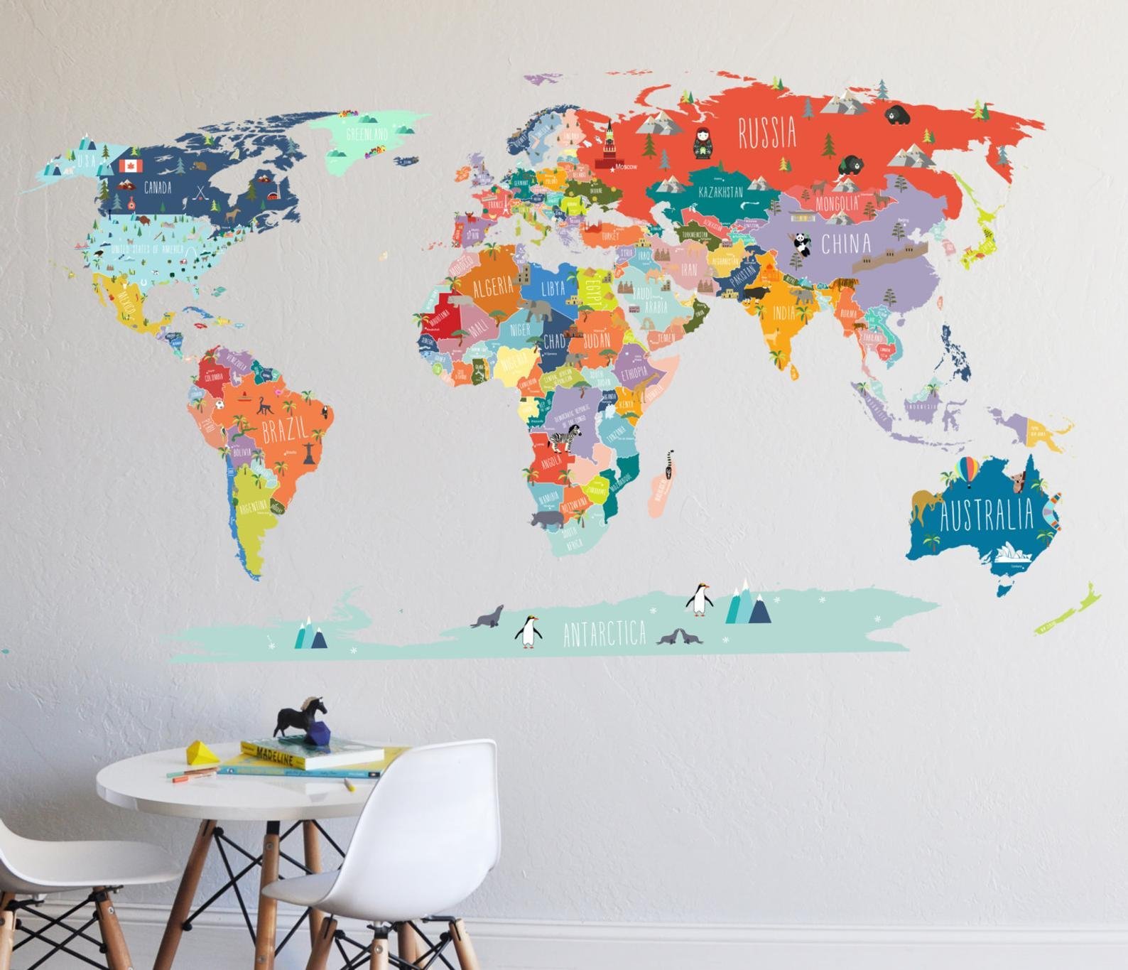Карта мира трафарет на стену - 66 фото