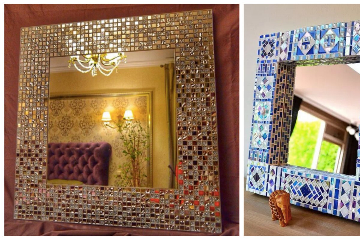 Декоративные зеркала и рамки с мозаикой