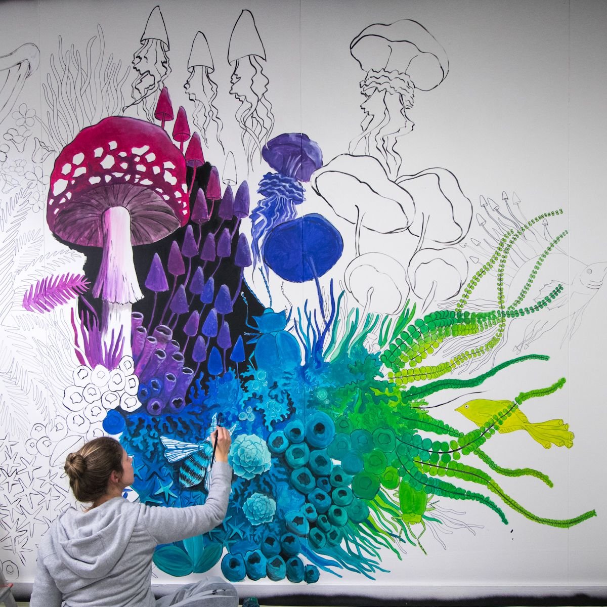 Рисунки на 2024 г. Stephania Kilgast. Роспись стен грибы. Идеи для художественного рисунка. Стена арт.