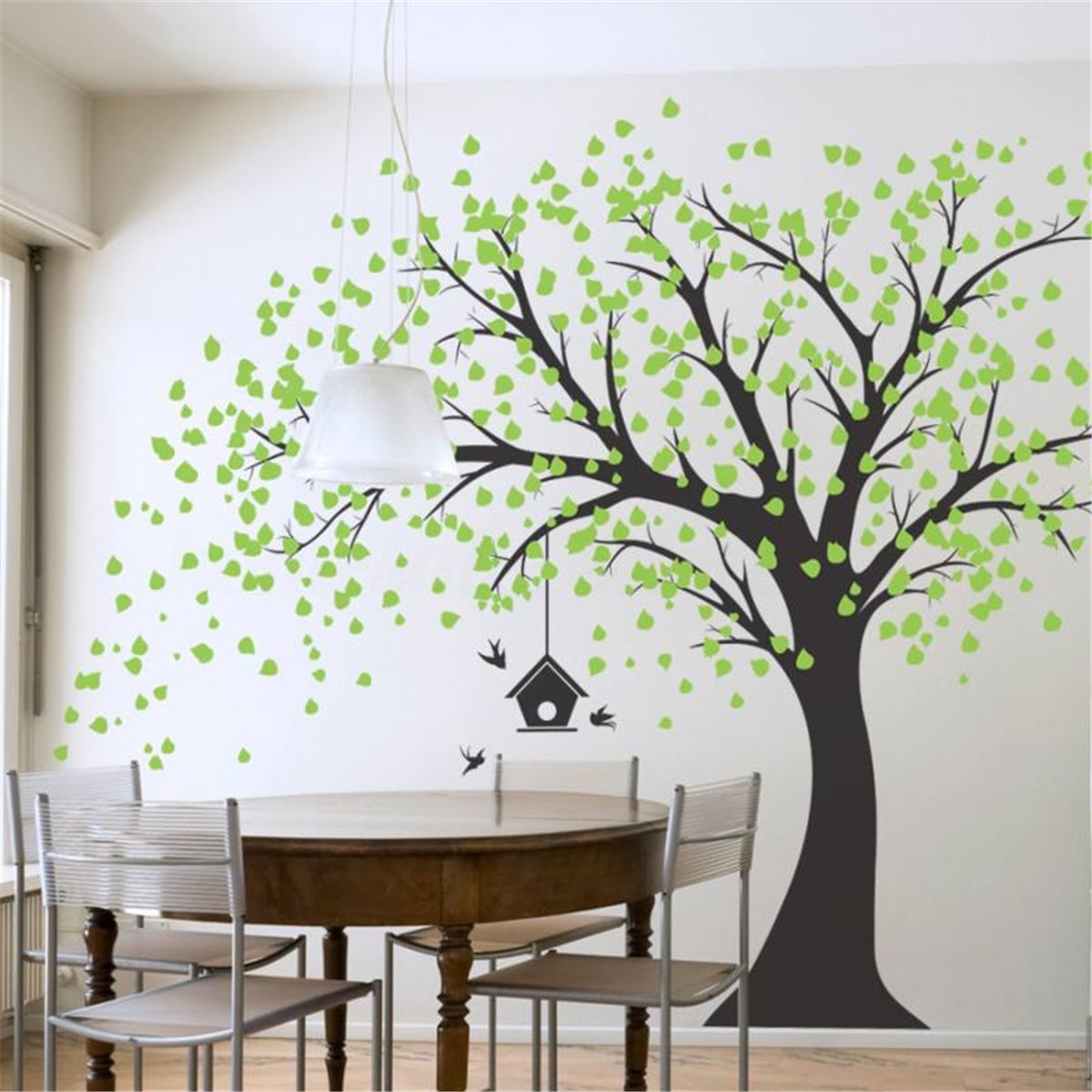 Нарисованное дерево на стене в интерьере (45 фото)