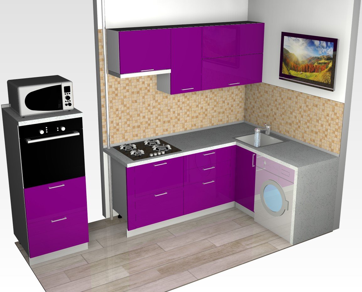 Кухонный гарнитур для маленькой кухни 2×1