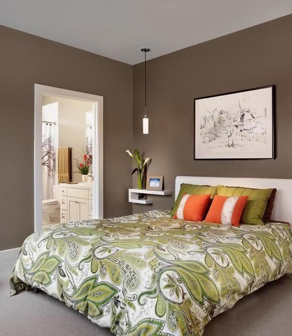 комната в оливковом цвете дизайн фото