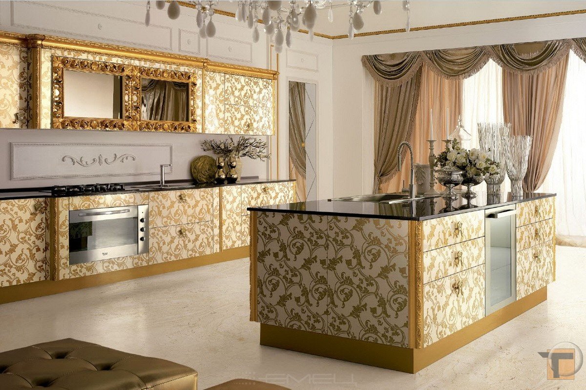 кухня с золотом в современном стиле