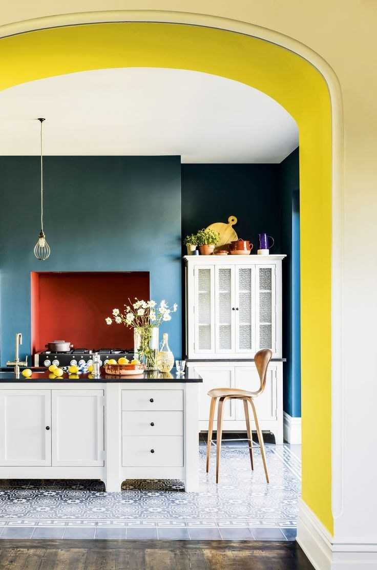 Интерьер кухни покраска стен