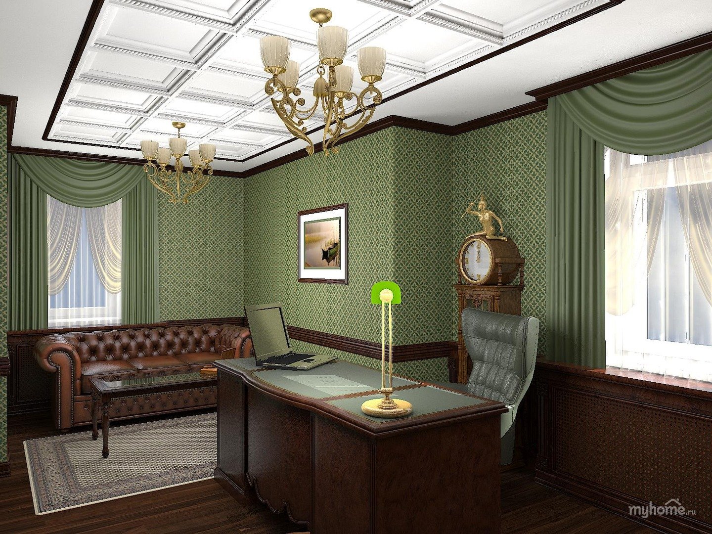Зеленые кабинеты в классическом стиле