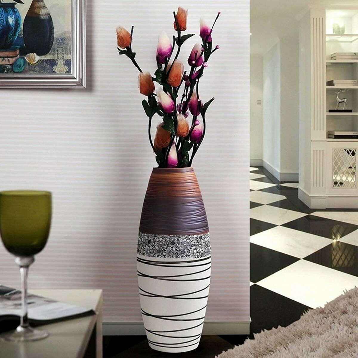 купить красивую напольную вазу для цветов