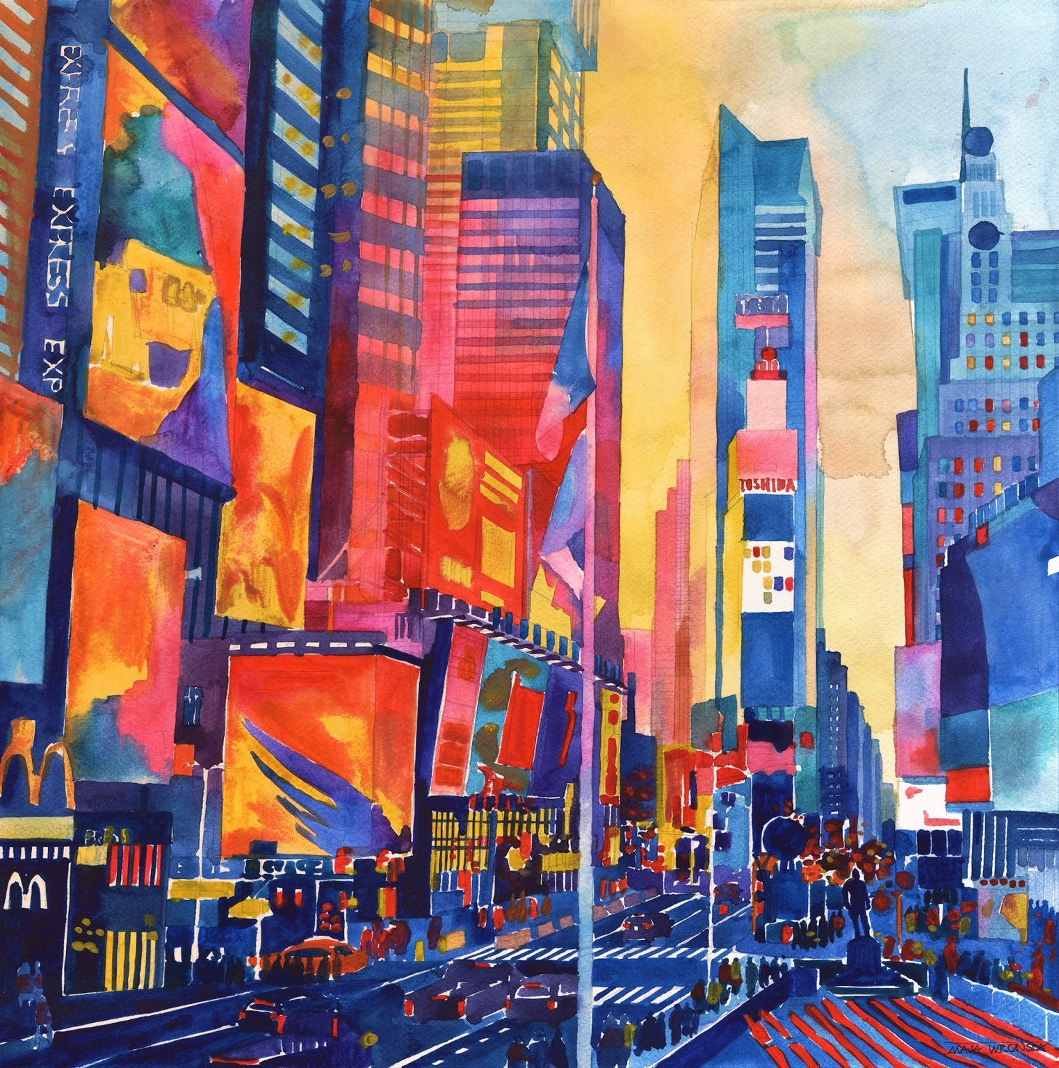 New york painting. Картина тайм сквер. Нью Йорк. Пейзаж Нью-Йорка гуашь. Нью Йорк Таймс сквер рисунок. Нью Йорк картина Авангард 40е.