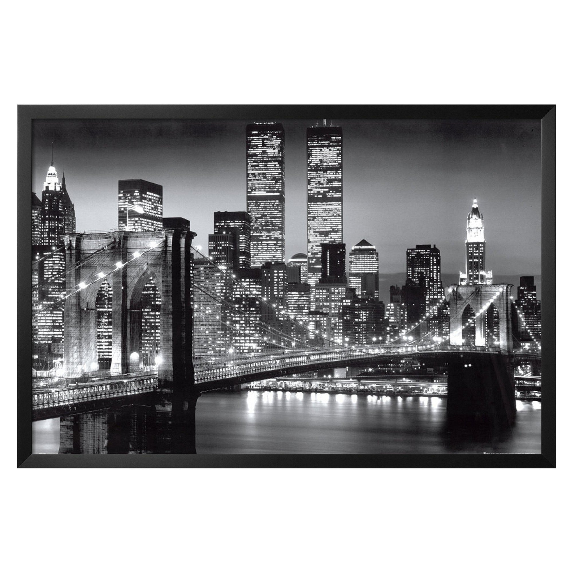 Manhattan frame. Картина Нью-Йорк. Фототюль Бруклинский Нуар. Картинки для постера чтобы распечатать для интерьера ночной город.