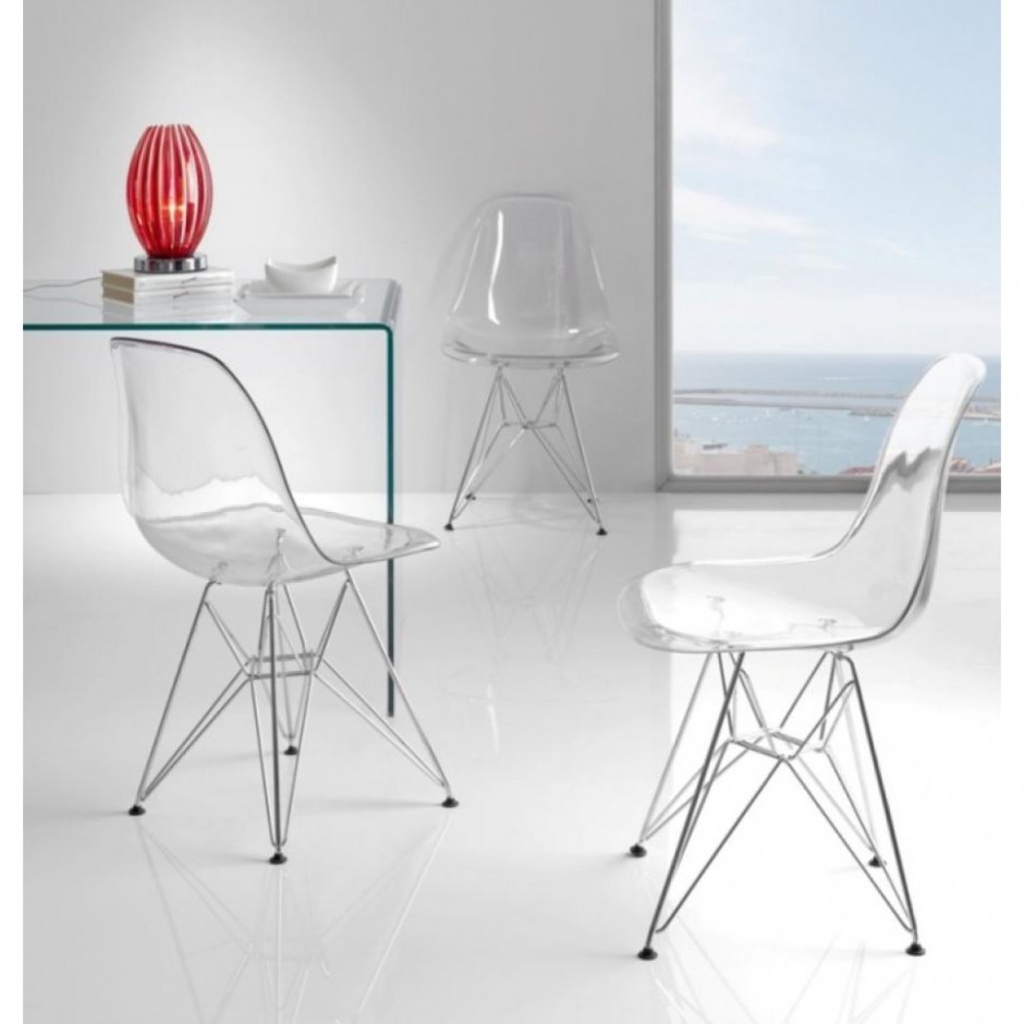 прозрачный стол и стулья на кухню