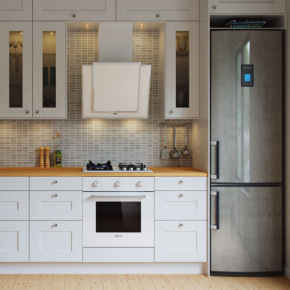 Белый духовой шкаф в интерьере кухни (32 фото)