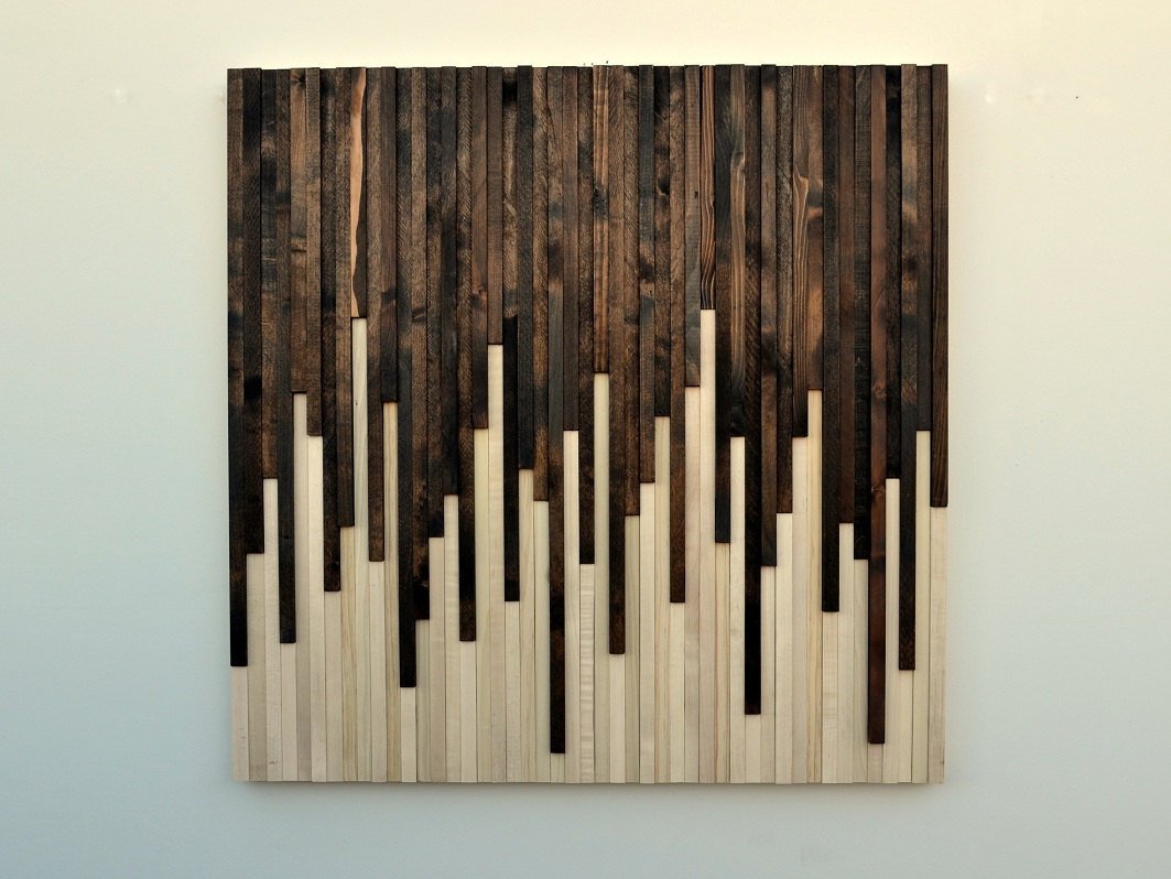 Панно из деревянных реек на стену - 68 фото