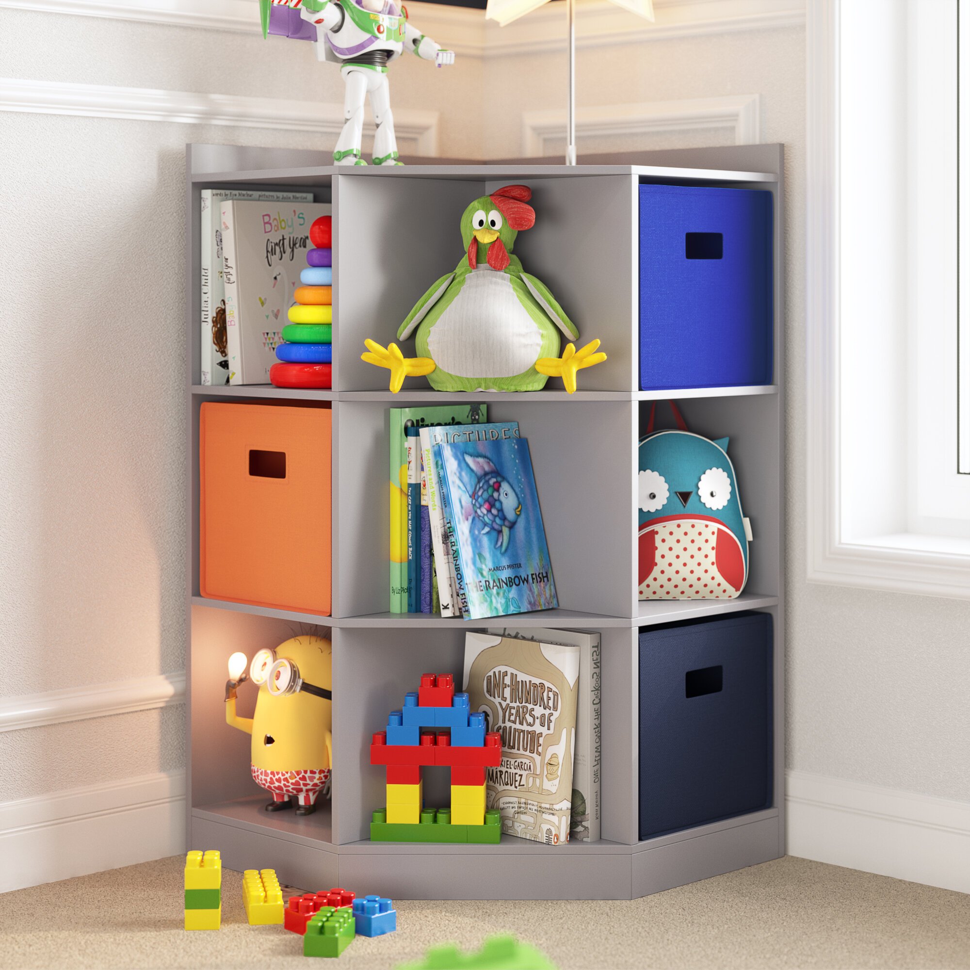 Открытый детский шкаф для игрушек