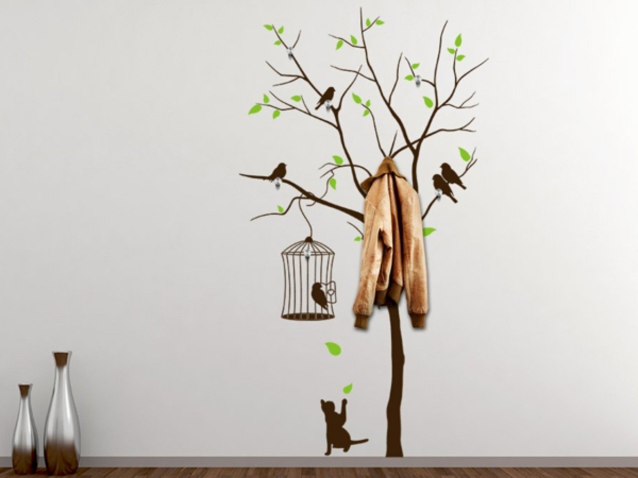 деревянное дерево вешалка на стену