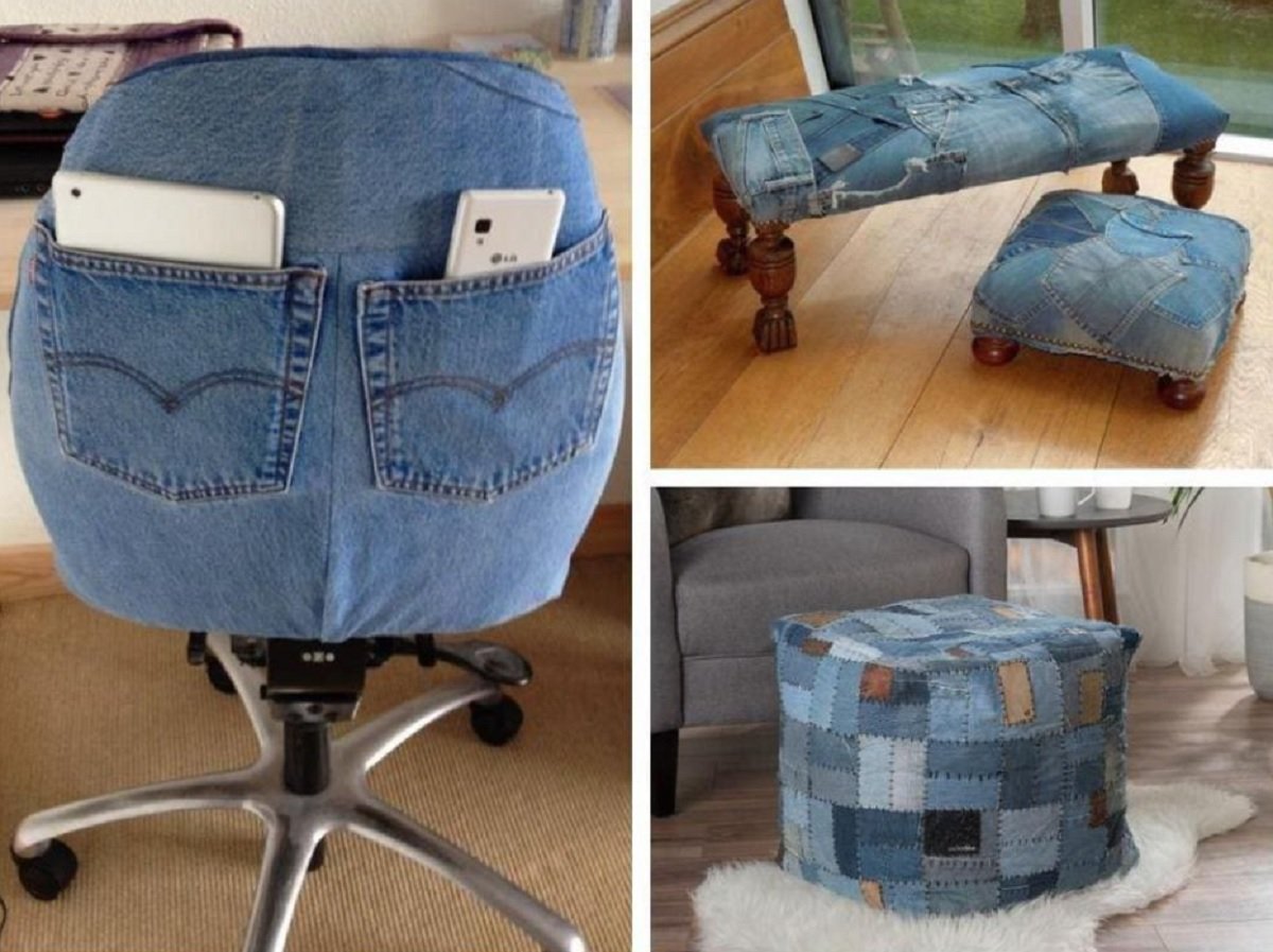 Чехол на кресло из джинсов