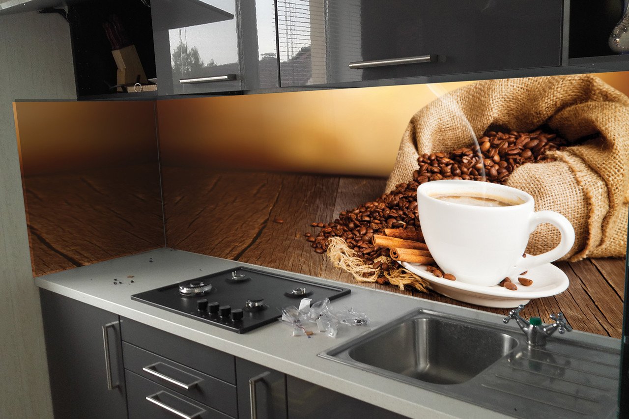 Perfect coffee 3d. Фартук кухонный. Кухонный фартук кофе. Панель на кухню кофе. Кухня с кофейной тематикой.