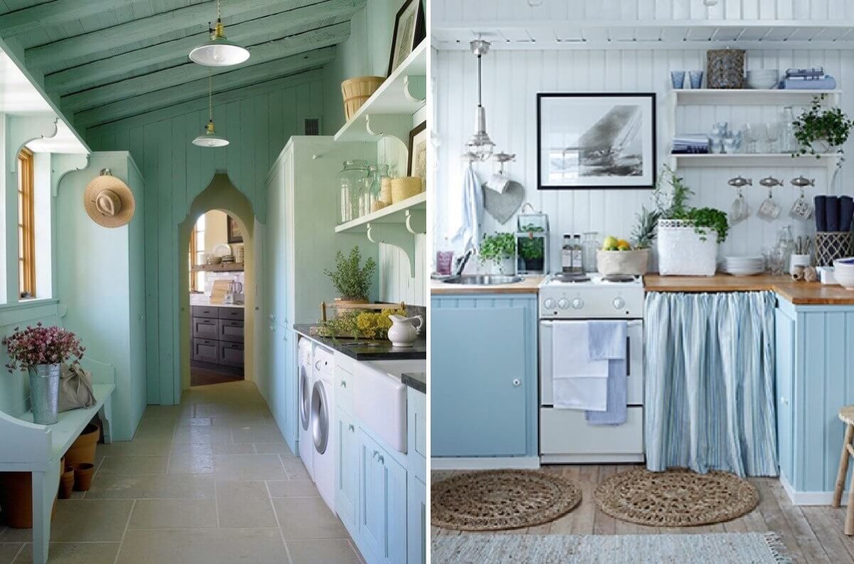 Голубая кухня в стиле Прованс