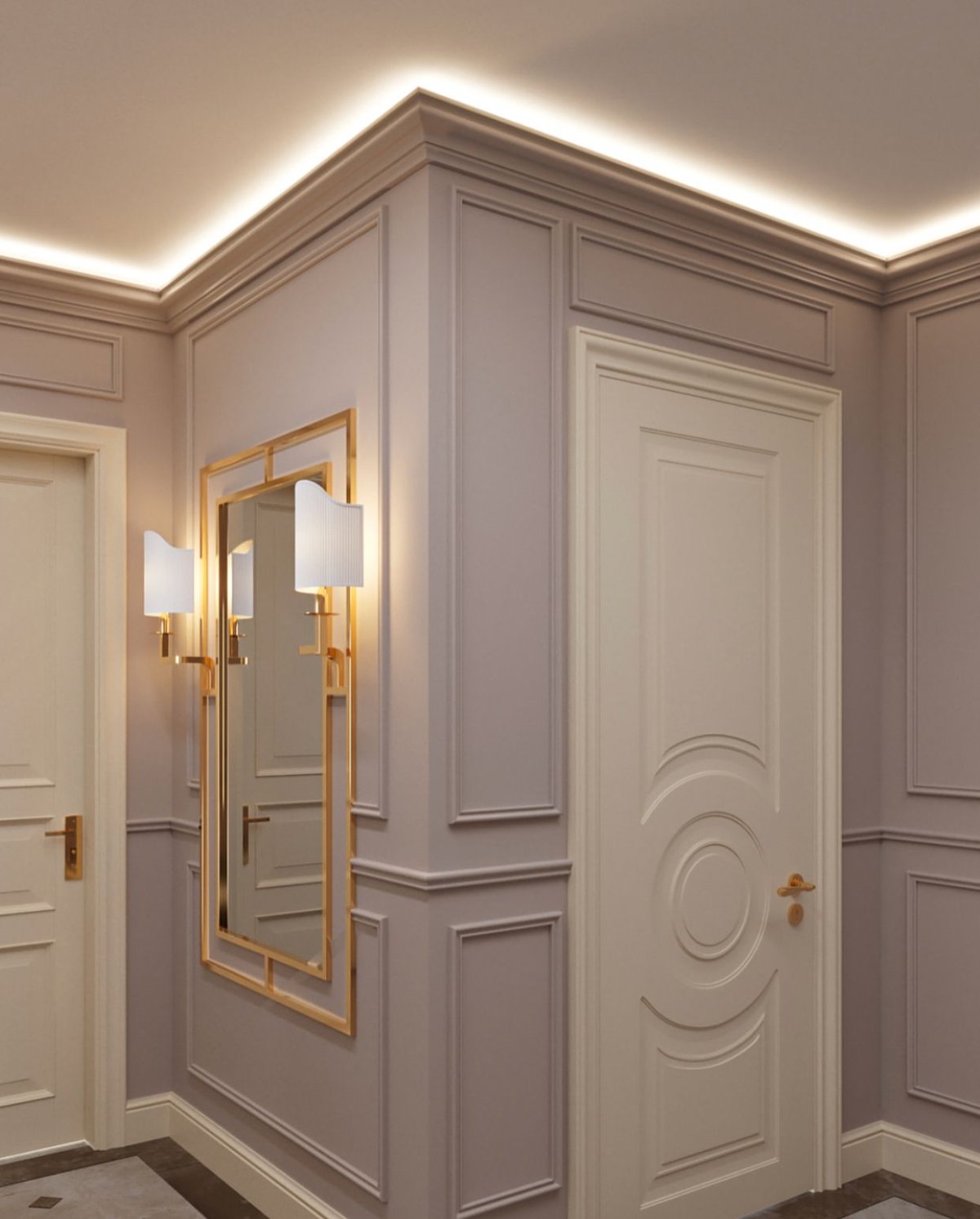 Декор стен молдингами