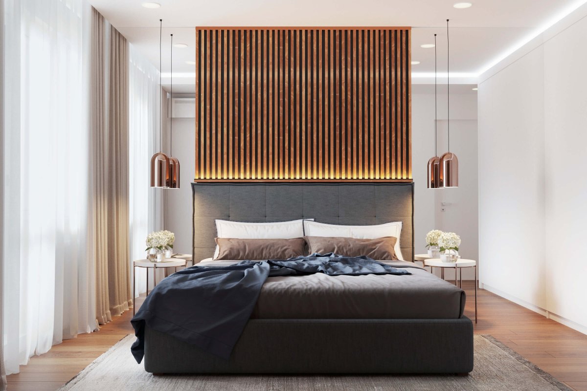 Деревянные рейки в интерьере