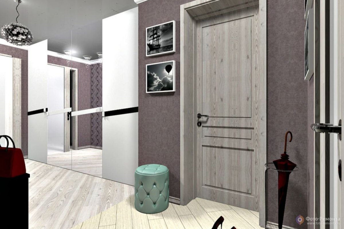 Серый кирпич в коридоре