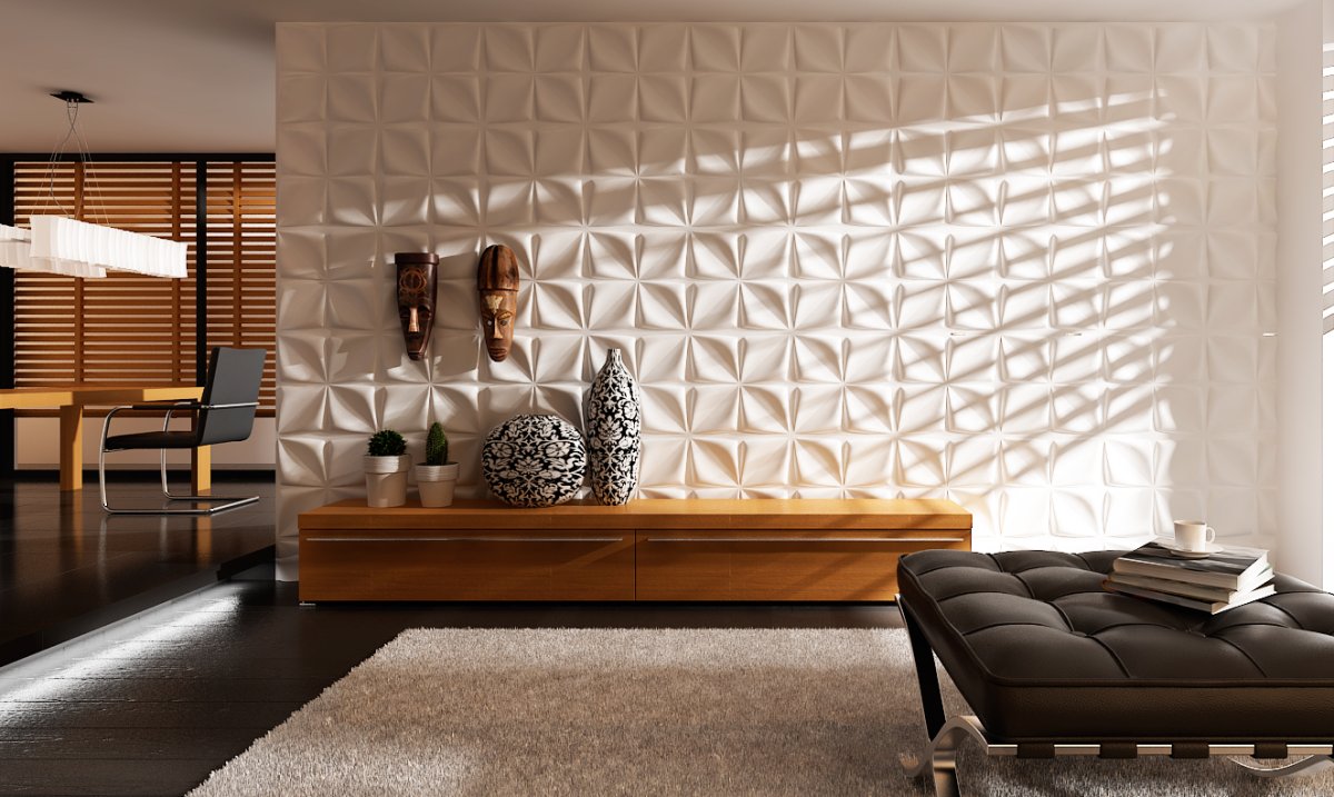 Деревянные панели в интерьере гостиной