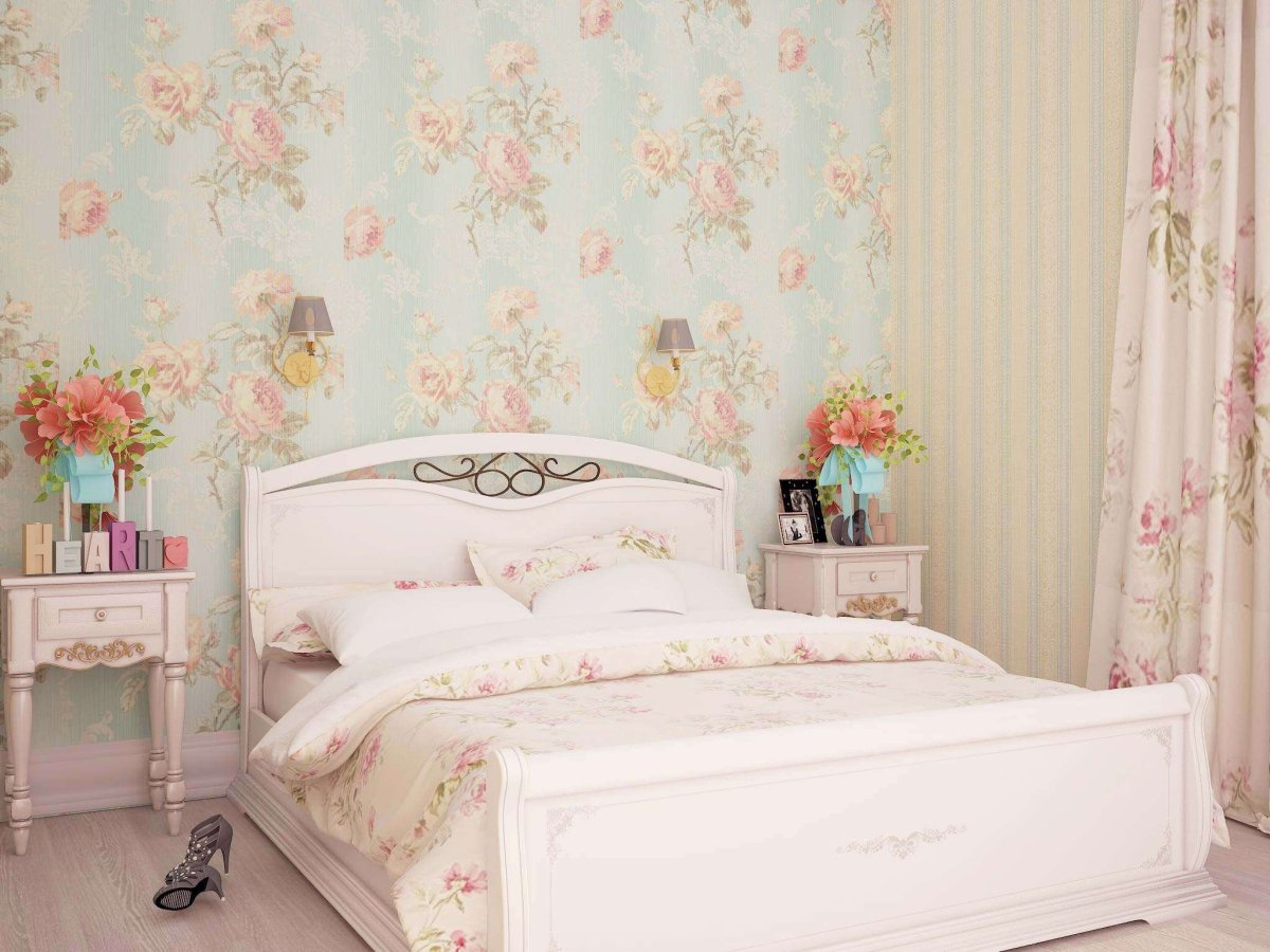 Спальня розовое золото