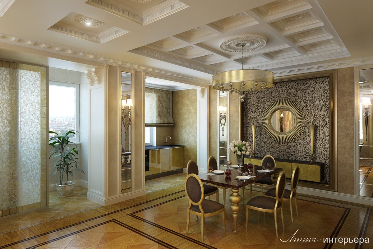 Кухонный остров у колонны