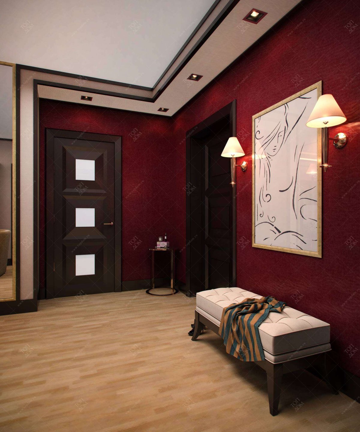 Прихожая бордового цвета