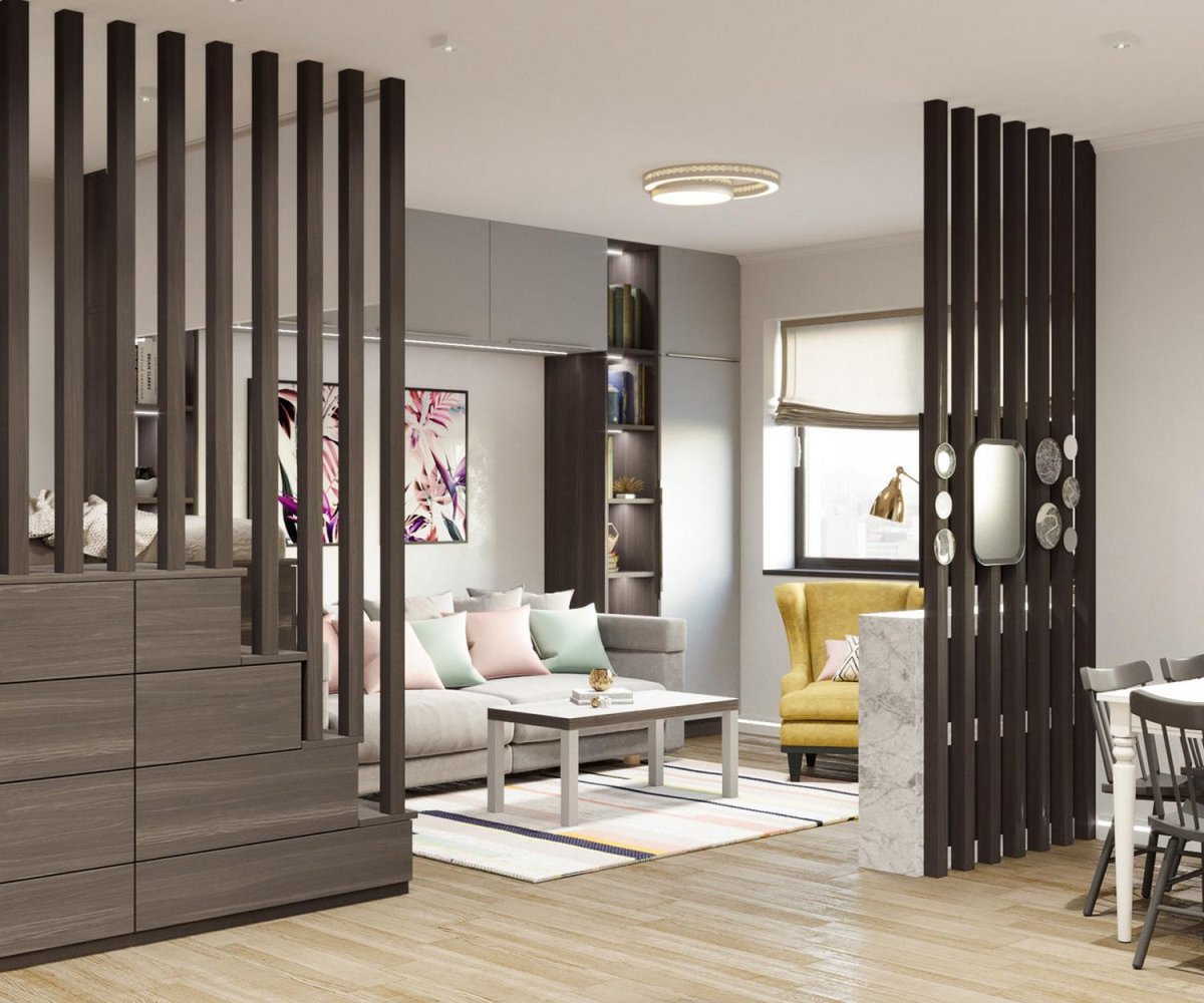 Зонирование комнаты стеллажом икеа