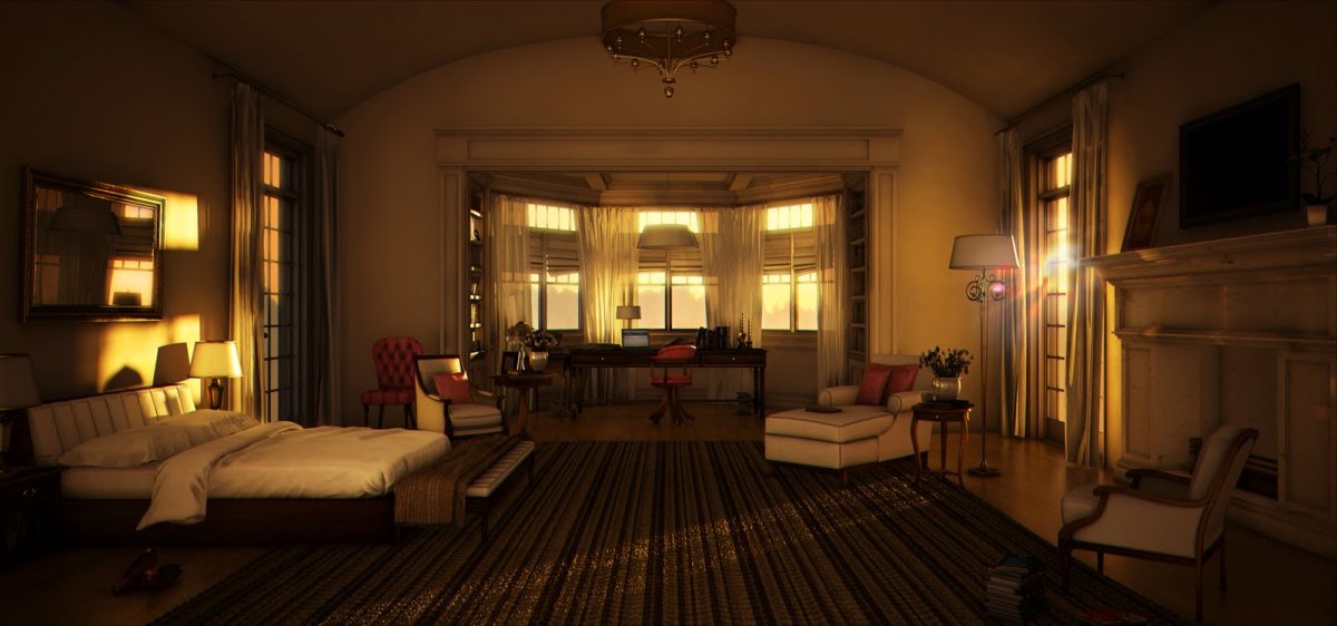 Вечернее освещение в комнате