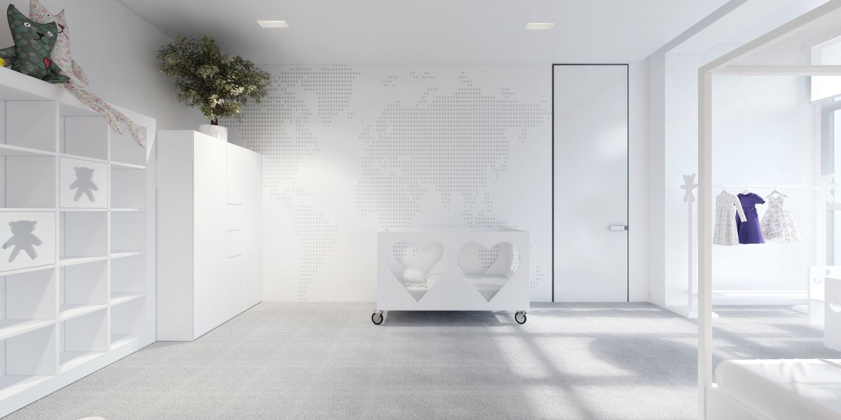 Комната с белыми стенами