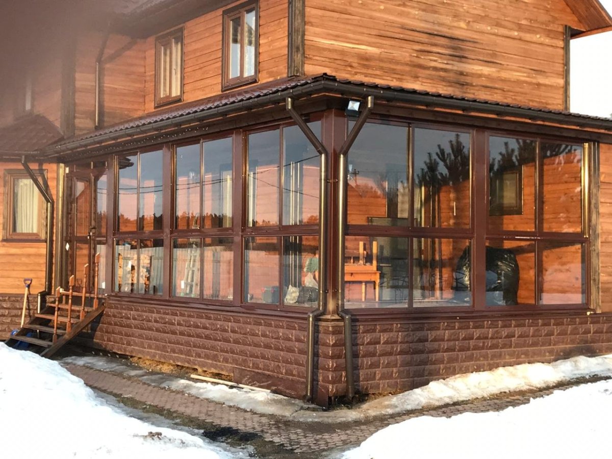 Дома с застекленной террасой двухэтажные