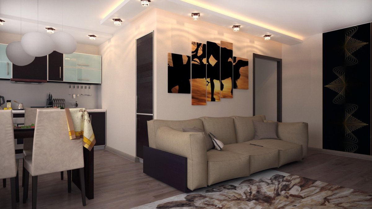 Студия зонирование пространства 30 кв.м