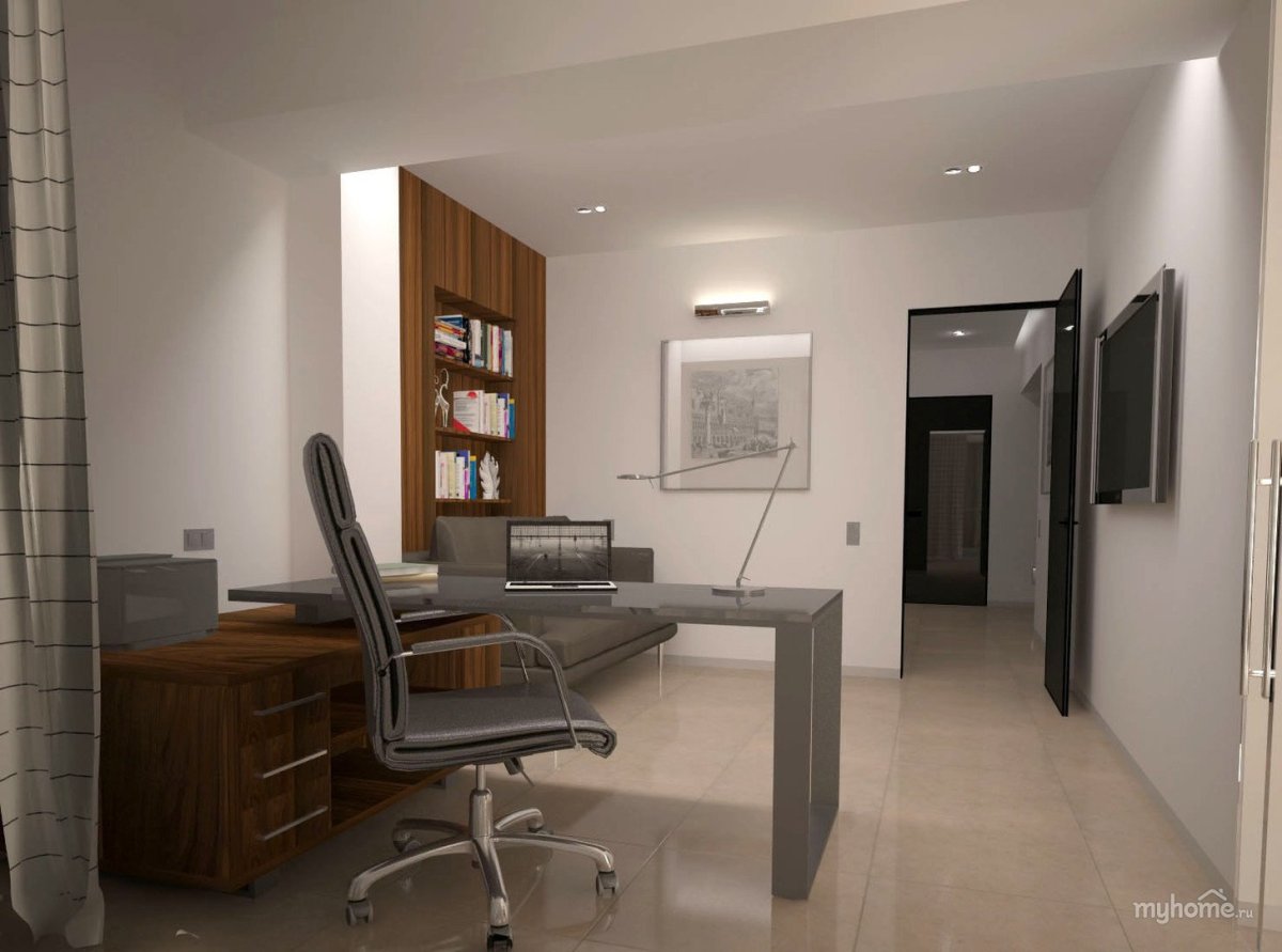 Кабинет в стиле Хай тек в доме