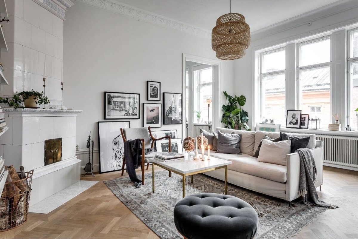 Уютная гостиная в скандинавском стиле