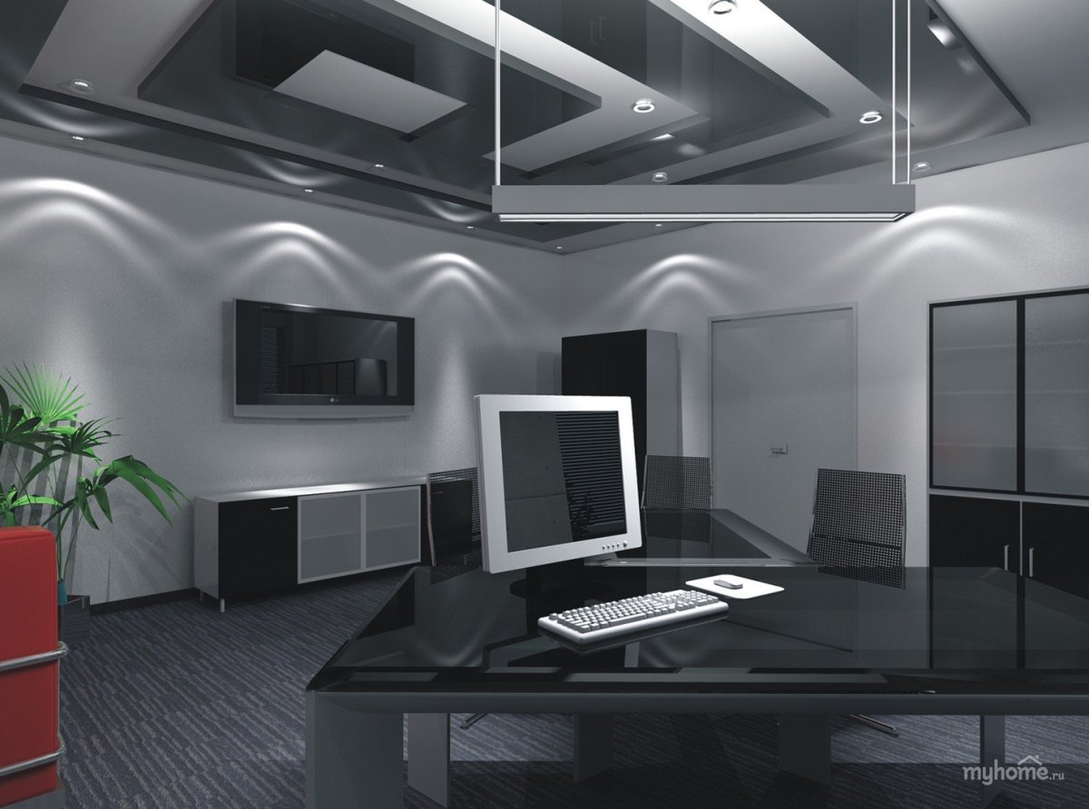 Обшивка кабинет в стиле Хай тек