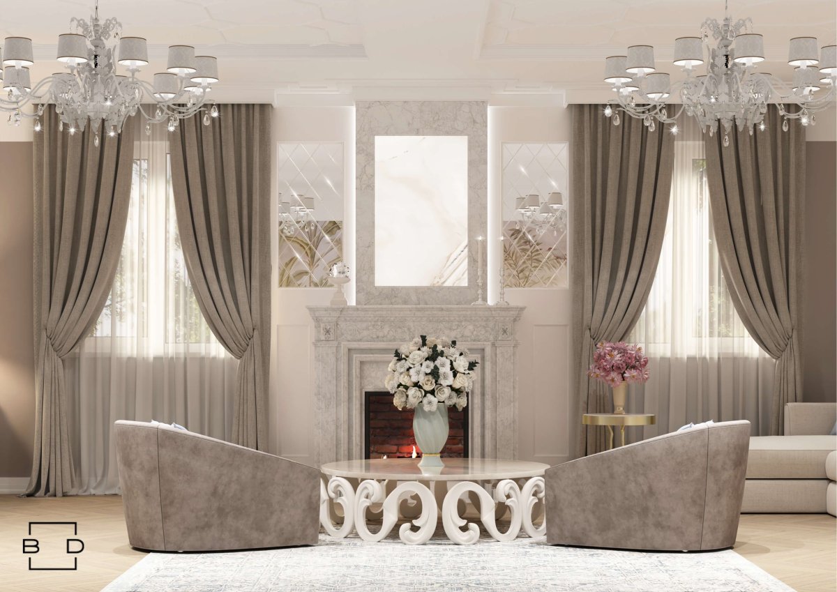 Шторы в гостиную современная классика